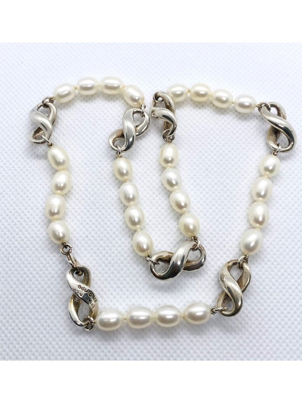 Tiffany & Co Pearl Infinity Necklace 16.25" Sterling Silver 925